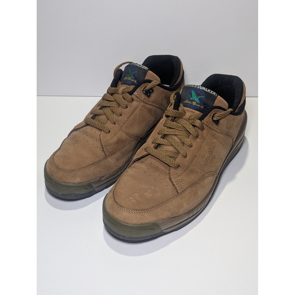 Eddie Bauer Bauerwalker Mens 10 Brown Leather Low Top Walking Shoes Sneakers